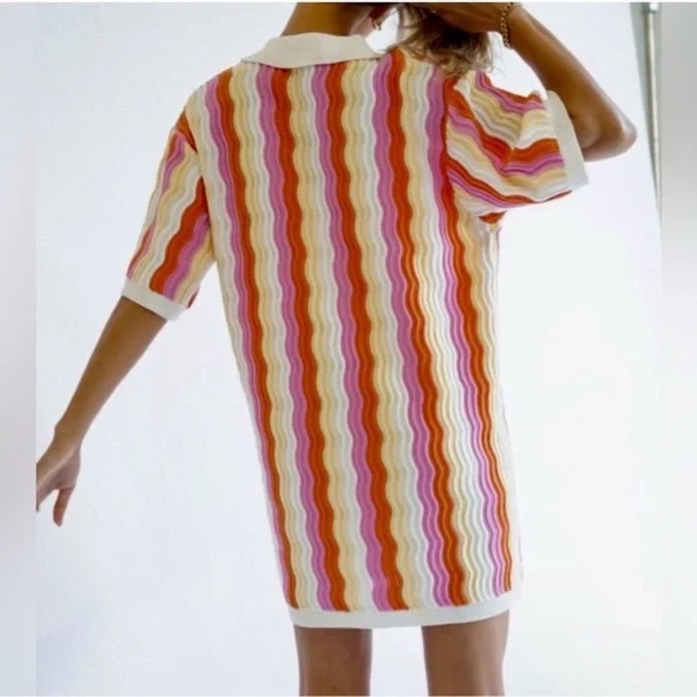 YLLW The Label Felix Knit Striped Mini Dress in Sorbet Size S/M - Picture 3 of 13